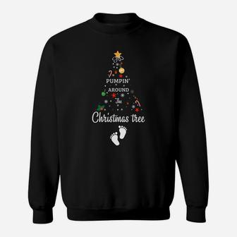 Bumping Around Christmas Tree Pregnancy Announcement Gift Sweatshirt | Crazezy