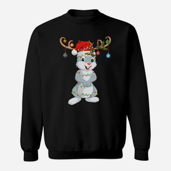 Bunnies Rabbits Xmas Gift Reindeer Santa Hat Bunny Christmas Sweatshirt Sweatshirt | Crazezy AU