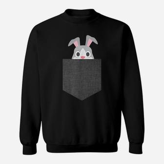Bunny Rabbit Pocket Patch Easter Bunny T Shirt Sweatshirt | Crazezy