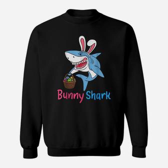 Bunny Shark Clothing Funny Easter Egg Hunting Sweatshirt | Crazezy
