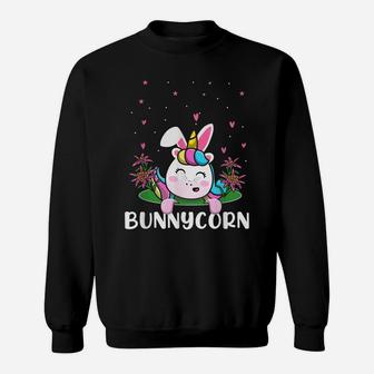 Bunnycorn Unicorn Girls Kids Funny Easter Egg Hunting Sweatshirt | Crazezy