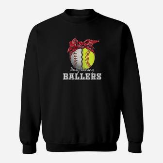 Busy Raising Ballers Softball Baseball Baseball Mom Sweatshirt | Crazezy