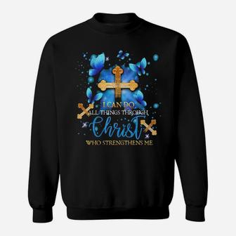 Butterflies I Can Do All Things Through Christ Who Strengthens Me Graphic Sweatshirt - Monsterry