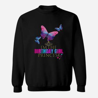 Butterfly Birthday Girl Princess Sweatshirt | Crazezy