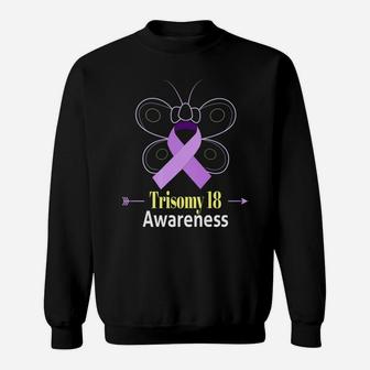 Butterfly Trisomy 18 Ribbon Edwards Syndrome Awareness Sweatshirt - Thegiftio UK
