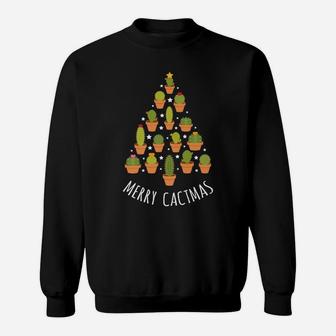 Cactus Christmas Tree Merry Cactmas Funny Succulent Pun Sweatshirt | Crazezy UK