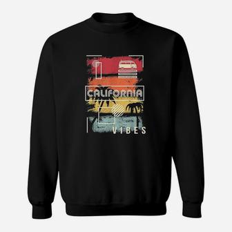 California Vibes Retro Style Palm Tree Beach Sunset Sweatshirt | Crazezy CA
