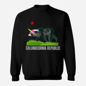 Calunicornia Republic Funny California Flag Unicorn Sweatshirt | Crazezy