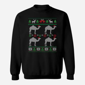 Camels Wearing Santa Hats Funny Egypt Ugly Christmas Sweatshirt Sweatshirt | Crazezy CA