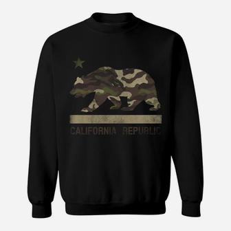 Camouflage California Republic Flag Bear Star Cali La Tshirt Sweatshirt Sweatshirt | Crazezy AU