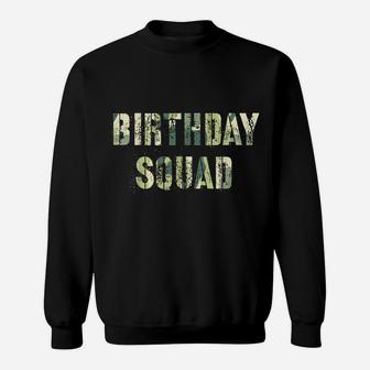 Camouflage Theme Birthday Party Squad Military Hunting Blue Sweatshirt | Crazezy