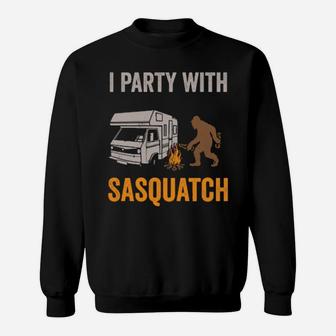 Camping Party With Sasquash Ourdoor Rv Adventure Sweatshirt - Monsterry