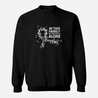 Canker No One Fights Alone Family Support White Ribbon Sweatshirt | Crazezy AU