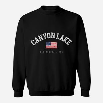 Canyon Lake Ca Retro American Flag Usa City Name Sweatshirt | Crazezy
