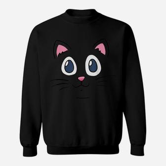 Cat Big Face Kitty Themed Gifts Pet Kitten Animal Lover Sweatshirt | Crazezy UK