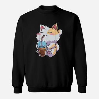 Cat Boba Bubble Tea Kawaii Neko Sweatshirt | Crazezy