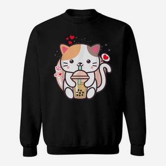 Cat Boba Tea Bubble Tea Kawaii Anime Japanese Neko Girl Teen Sweatshirt | Crazezy