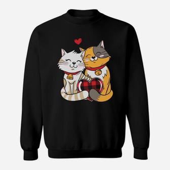 Cat Couple In Love Valentine Gift Happy Valentines Day Sweatshirt - Seseable