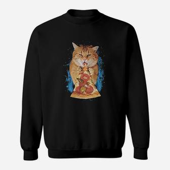 Cat Eating Pizza Sweatshirt | Crazezy CA