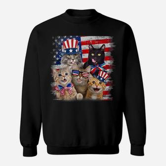 Cat Happy Freedom Day Cat Lovers Cat Moms 4Th July American Sweatshirt | Crazezy