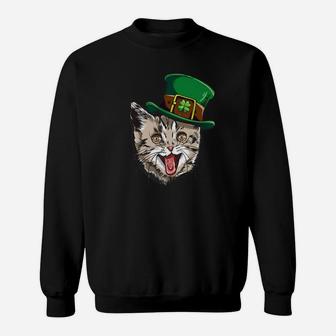 Cat Leprechaun Happy St Cattys Day Catricks Patricks Sweatshirt - Thegiftio UK
