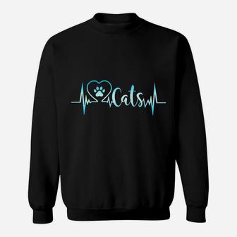 Cat Lovers, Cat Heartbeat, Cat Mom Gifts, Women Girls Kids Sweatshirt Sweatshirt | Crazezy DE