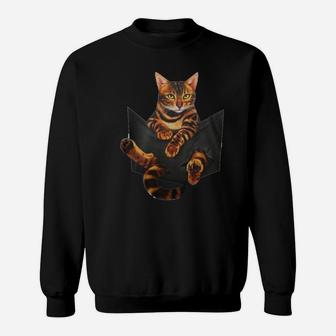 Cat Lovers Gifts Bengal In Pocket Funny Kitten Face Sweatshirt | Crazezy DE