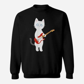 Cat Playing Electric Guitar Sweatshirt | Crazezy UK