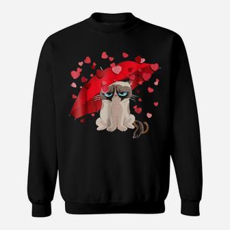 Cat Raining Hearts Valentines Day Sweatshirt - Monsterry DE
