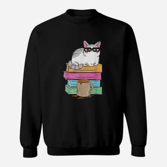 Cat Reading Coffee Sweatshirt | Crazezy CA