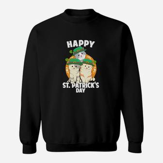 Cat Shamrock Happy St Patrick Day Leprechaun Kitty Sweatshirt - Monsterry