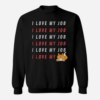 Cat Showing Middle Finger - I Love My Job Grumpy Orange Cat Zip Hoodie Sweatshirt | Crazezy CA
