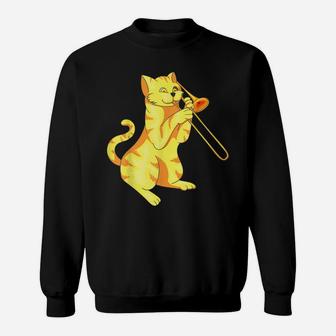Cat Trombone - Meow Collection Gift For Music Lovers Sweatshirt | Crazezy