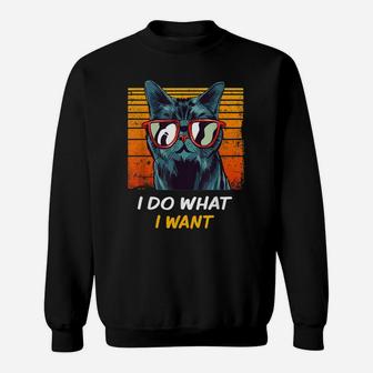 Cat Tshirt Men Women Funny I Do What I Want Retro Clothes Sweatshirt | Crazezy DE