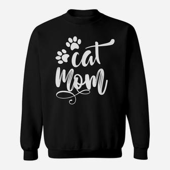 Cat Tshirt Mom Mama Women Funny Retro Clothes Paw Sweatshirt | Crazezy CA
