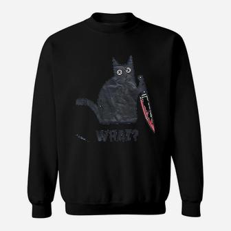Cat What Funny Black Cat Sweatshirt | Crazezy UK