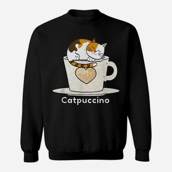 Catpuccino For Coffee And Cat Lovers Cat Pun Capuccino Cat Sweatshirt | Crazezy DE