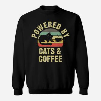 Cats & Coffee Lovers Funny Vintage Cat Kitty Kitten Lover Sweatshirt | Crazezy AU