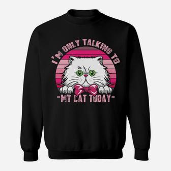 Cats Lovers Retro Vintage I'm Only Talking To My Cat Today Sweatshirt Sweatshirt | Crazezy