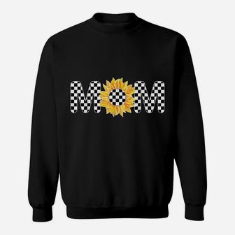 Checkered Mom Sunflower Checkerboard Floral Racing Sweatshirt | Crazezy CA