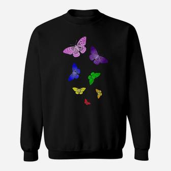 Cheerful Butterfly Rainbow For Nature Lovers Sweatshirt - Thegiftio UK