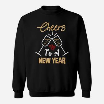 Cheers To A New Year 2019 Wine Glass New Years Eve Sweatshirt - Thegiftio UK