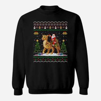 Cheetah Ugly Xmas Gift Santa Riding Cheetah Christmas Sweatshirt Sweatshirt | Crazezy