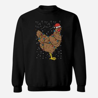 Chicken Santa Hat Christmas Lights Funny Xmas Animal Gift Sweatshirt Sweatshirt | Crazezy AU