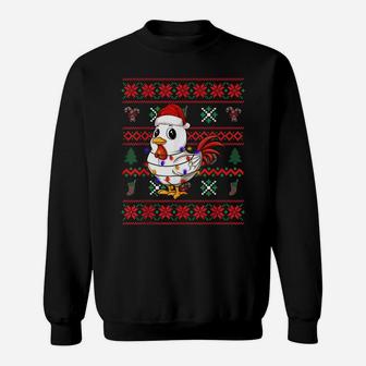 Chicken Ugly Christmas Funny Santa Hat Claus Pajama Sweatshirt | Crazezy