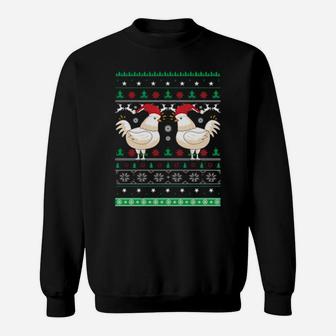 Chicken With Santa Hat Sweatshirt - Monsterry
