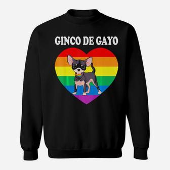 Chihuahua Dog Rainbow Heart Cinco De Gayo Gay Lgbt Pride Sweatshirt - Monsterry AU