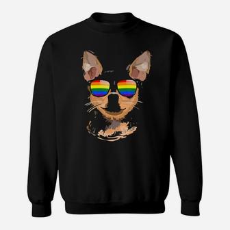 Chihuahua Face Rainbow Sunglasses Gay Pride Lgbt Gift Sweatshirt - Monsterry CA