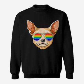 Chihuahua Gay Pride Flag Lgbt Rainbow Sunglasses Chihuahua Sweatshirt - Monsterry UK