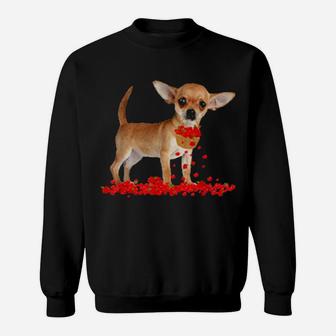 Chihuahua Valentine's Day Dog Dad Dog Mom Flowers Sweatshirt - Monsterry UK